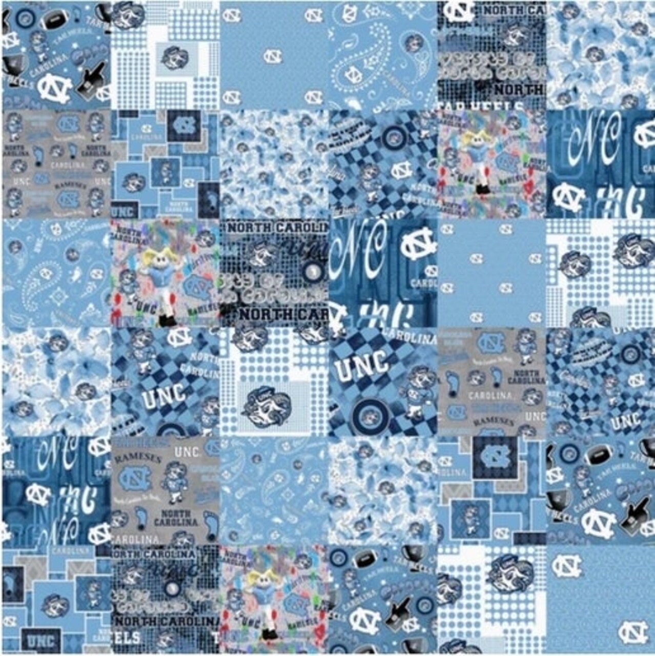 Licensed NCAA University of North Carolina Cheater Quilt Cotton Fabric by the Yard